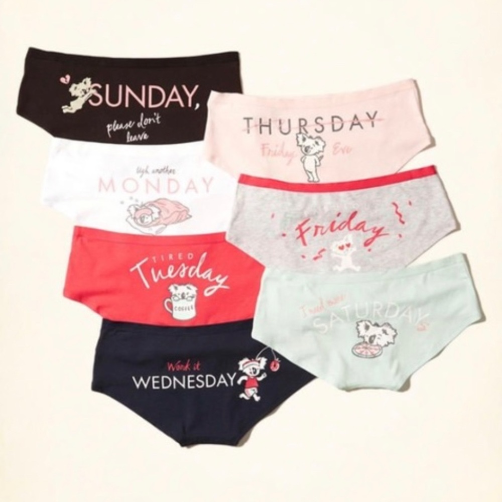 NWT Hollister Gilly Hicks Short Undie Weekday 7-Pack, Multicolour